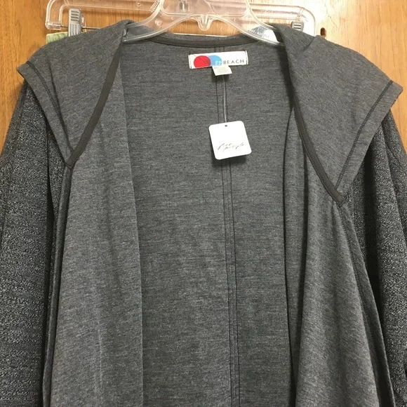 NWT Free People FP Beach Gray Jet Set Cardi Long Hooded Duster - Picture 7 of 15